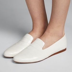 NWT Veronica Beard Griffin White Croc Embossed Slip On Loafer Size 7.5